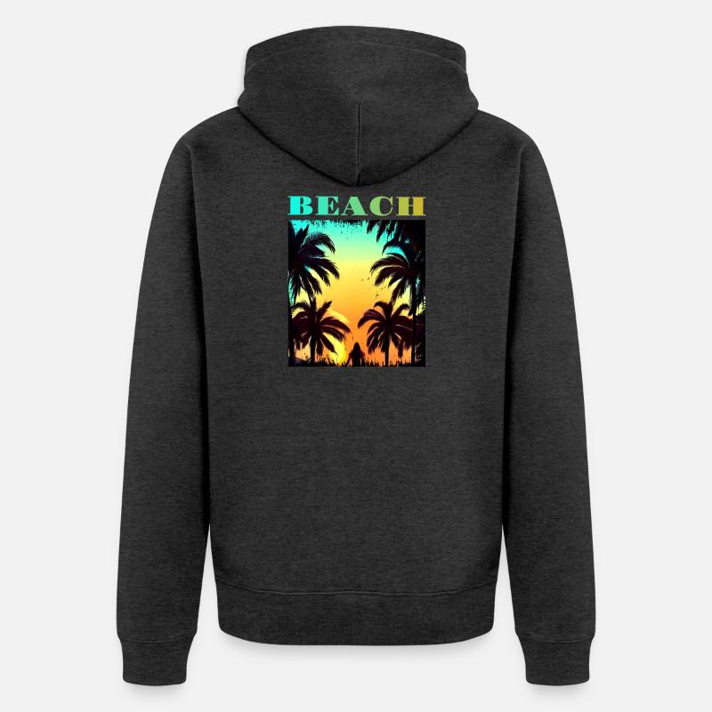 Plage de Palm Sunset - Veste à capuche bio Premium Unisexe - anthracite chiné