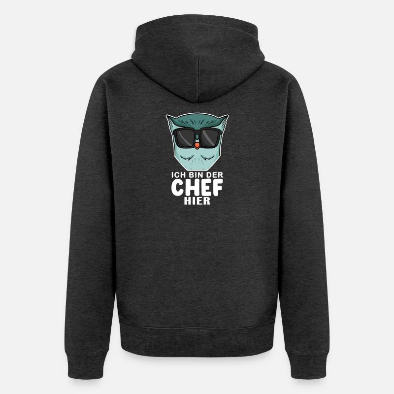 Cool Eule Chef - Unisex Premium Bio Zip Hoodie - Anthrazit meliert