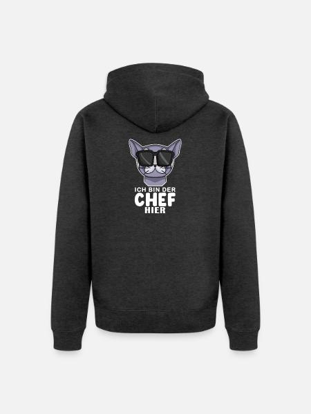 coole Katze - Britisch Kurzhaar Spruch - Unisex Premium Bio Zip Hoodie - Anthrazit meliert
