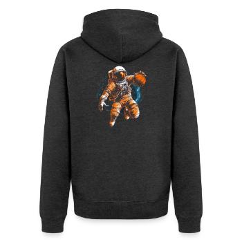 Astronaut playing basketball in space Graphics - Unisex Premium Organic Zip Hoodie - heather anthracite - Back - Nico (187cm)