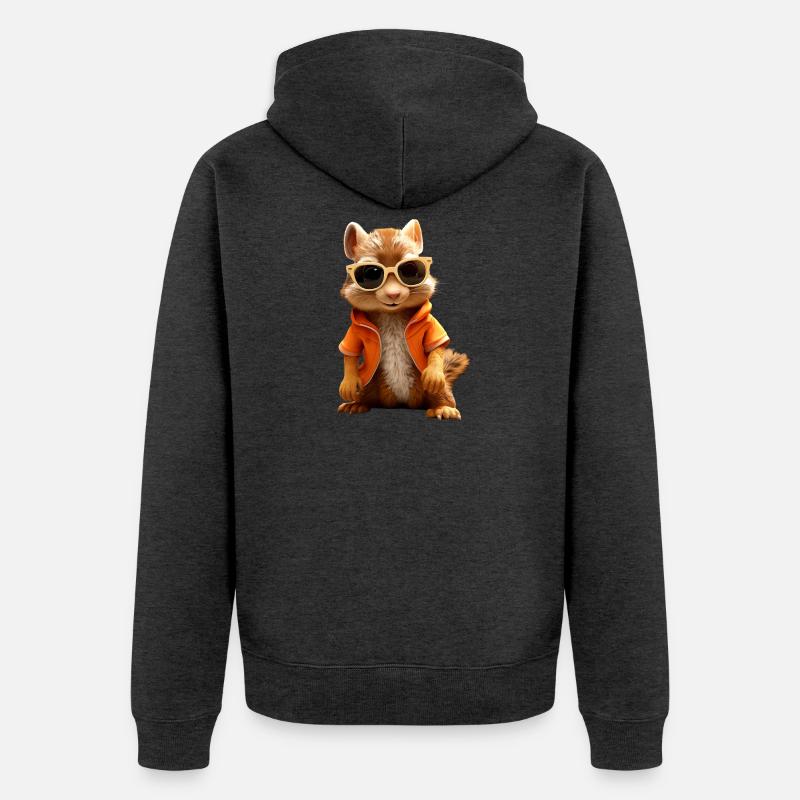 Eichhörnchen Sonnenbrille Ich Liebe Eichhörnchen - Unisex Premium Bio Zip Hoodie - Anthrazit meliert