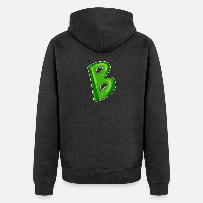 Buchstabe B - Anfangsbuchstabe B - Unisex Premium Bio Zip Hoodie - Anthrazit meliert
