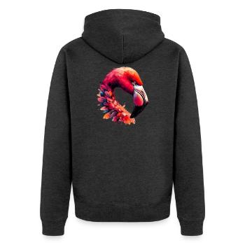Flamingo - Unisex Premium Bio Zip Hoodie - Anthrazit meliert - Hinten - Nico (187cm)