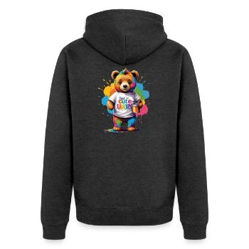Tout aussi mignon que le dicton de l’ours arc-en-ciel licorne - Veste à capuche bio Premium Unisexe - anthracite chiné - Dos - Nico (187cm)