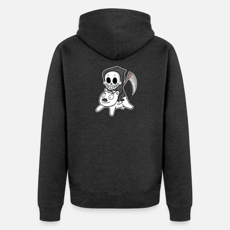 Sensenmann Eisbär Motiv - Unisex Premium Bio Zip Hoodie - Anthrazit meliert