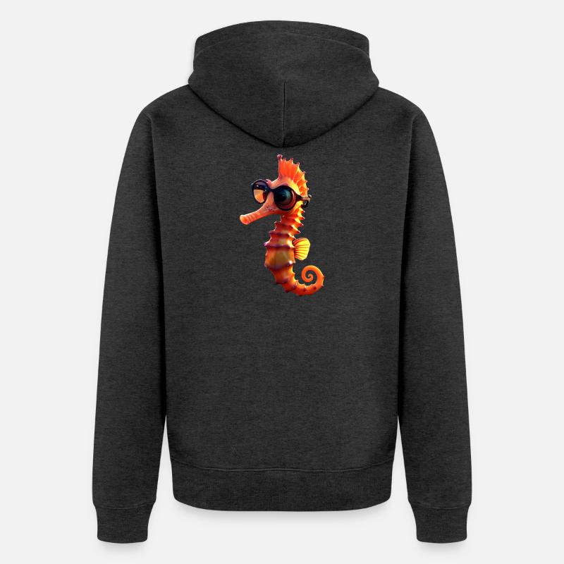 Hippocampe Aquariophile Pêcheur Hippocampe mignon - Veste à capuche bio Premium Unisexe - anthracite chiné