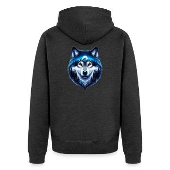 Wolf - Unisex Premium Organic Zip Hoodie - heather anthracite - Back - Nico (187cm)