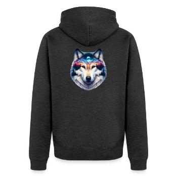 Wolf - Unisex Premium Organic Zip Hoodie - heather anthracite - Back - Nico (187cm)
