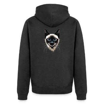 Siamkatze Siam Katze Siamese Cat Siamesen Katzen - Unisex Premium Bio Zip Hoodie - Anthrazit meliert - Hinten - Nico (187cm)