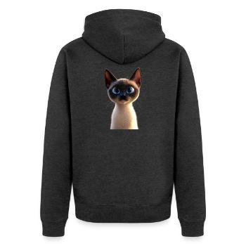 Siamkatze Siam Katze Siamese Cat Siamesen Katzen - Unisex Premium Bio Zip Hoodie - Anthrazit meliert - Hinten - Nico (187cm)