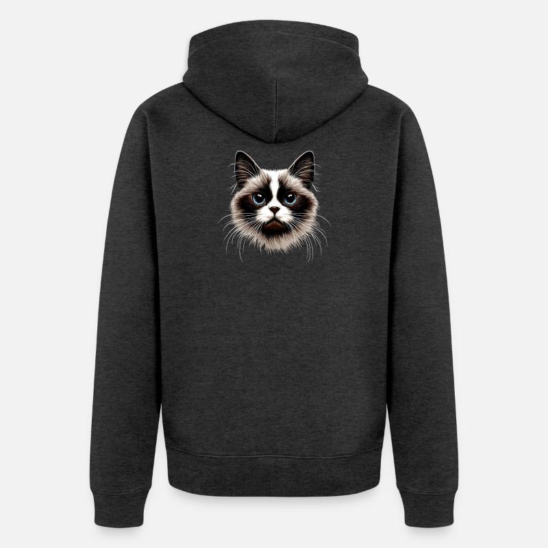 Chat Ragdoll Chat Ragdoll Chat Mignon Chats Ragdoll - Veste à capuche bio Premium Unisexe - anthracite chiné