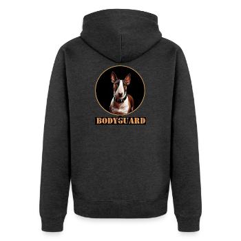 Bullterrier Hund Portrait Kreis - Unisex Premium Bio Zip Hoodie - Anthrazit meliert - Hinten - Nico (187cm)