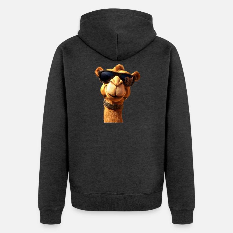 Kamel Dromedar Trampeltier Camel Geschenk Kamele - Unisex Premium Bio Zip Hoodie - Anthrazit meliert