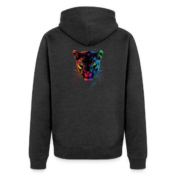 Panther Leopard Raubkatze Süße Großkatze Panter - Unisex Premium Bio Zip Hoodie - Anthrazit meliert - Hinten - Nico (187cm)