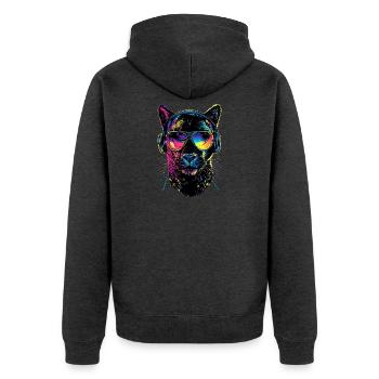 Panther Leopard Raubkatze Süße Großkatze Panter - Unisex Premium Bio Zip Hoodie - Anthrazit meliert - Hinten - Nico (187cm)