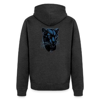 Panther Leopard Raubkatze Süße Großkatze Panter - Unisex Premium Bio Zip Hoodie - Anthrazit meliert - Hinten - Nico (187cm)