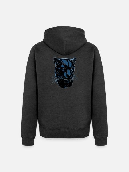 Panther Leopard Raubkatze Süße Großkatze Panter - Unisex Premium Bio Zip Hoodie - Anthrazit meliert