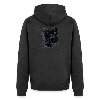 Panther Leopard Raubkatze Süße Großkatze Panter - Unisex Premium Bio Zip Hoodie - Anthrazit meliert - Hinten - Nico (187cm)