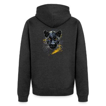 Panther Leopard Raubkatze Süße Großkatze Panter - Unisex Premium Bio Zip Hoodie - Anthrazit meliert - Hinten - Nico (187cm)