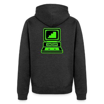 Computer Minimal Pop-Art - Unisex Premium Bio Zip Hoodie - Anthrazit meliert - Hinten - Nico (187cm)