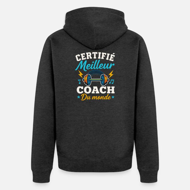 Certifié meilleur coach du monde - Veste à capuche bio Premium Unisexe - anthracite chiné