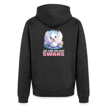 Swans Swan - Unisex Premium Organic Zip Hoodie - heather anthracite - Back - Nico (187cm)