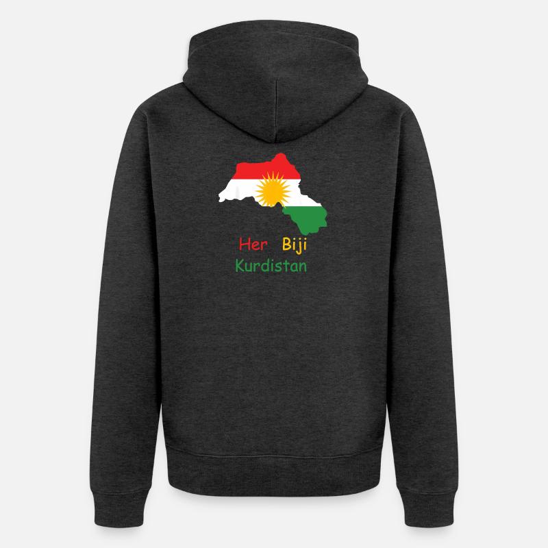 Drapeau du Kurdistan avec soleil kurde - Veste à capuche bio Premium Unisexe - anthracite chiné
