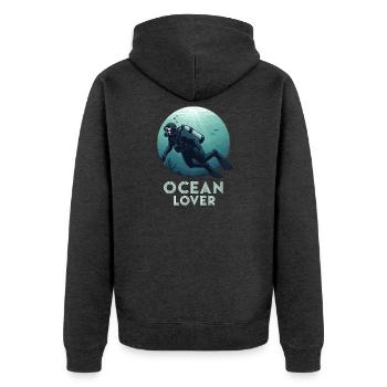 Diver Ocean Lover Underwater for Diving Friends - Unisex Premium Organic Zip Hoodie - heather anthracite - Back - Nico (187cm)