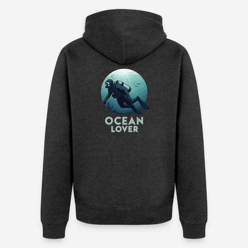 Ocean Lover Taucher - Unisex Premium Bio Zip Hoodie - Anthrazit meliert
