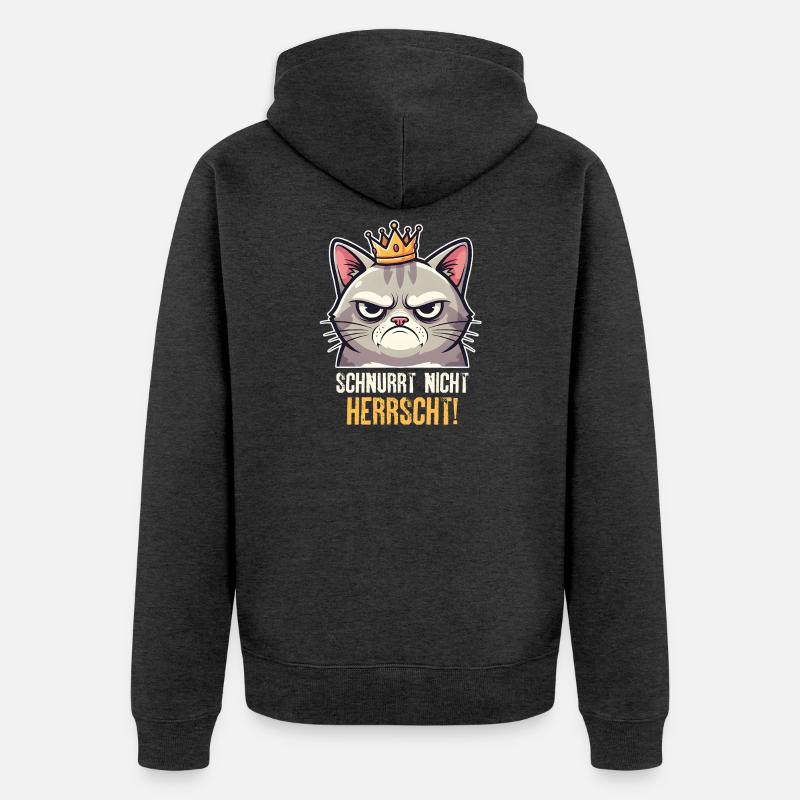 Grumpy Katze Herrscher Design - Veste à capuche bio Premium Unisexe - anthracite chiné