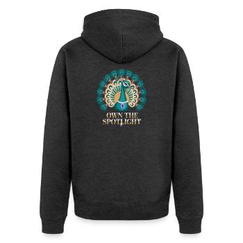 Peacock motif: Own The Spotlight with elegance and - Unisex Premium Organic Zip Hoodie - heather anthracite - Back - Nico (187cm)