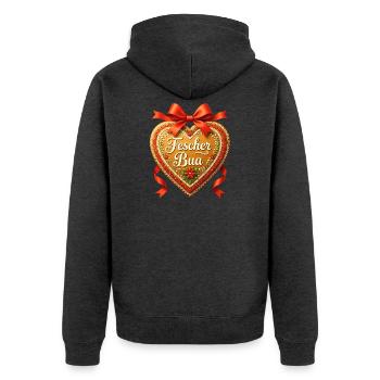 Fescher Bua Lebkuchenherz Bayern Volksfest Tracht - Unisex Premium Organic Zip Hoodie - heather anthracite - Back - Nico (187cm)