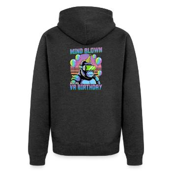 Birthday Gamer VR - Unisex Premium Bio Zip Hoodie - Anthrazit meliert - Hinten - Nico (187cm)