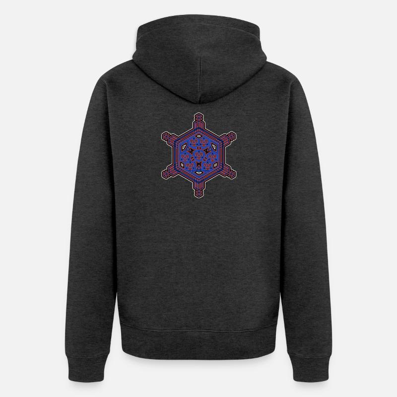 Fraktal Evolution Experience Stern Hexagon Muster - Unisex Premium Bio Zip Hoodie - Anthrazit meliert