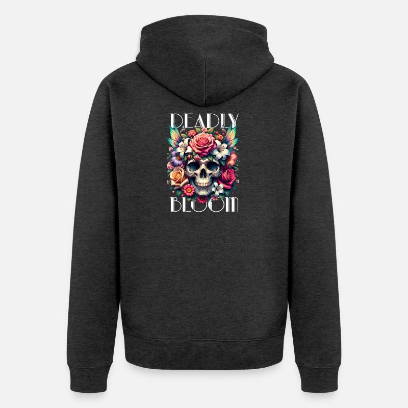 Fleurs Crâne Beauté Floraison - Veste à capuche bio Premium Unisexe - anthracite chiné