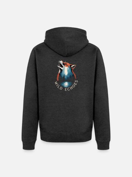 Wild Echoes Wald Fuchs Natur Landschaft - Unisex Premium Bio Zip Hoodie - Anthrazit meliert