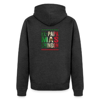Père vintage mexicain qui dit design - Veste à capuche bio Premium Unisexe - anthracite chiné - Dos - Nico (187cm)