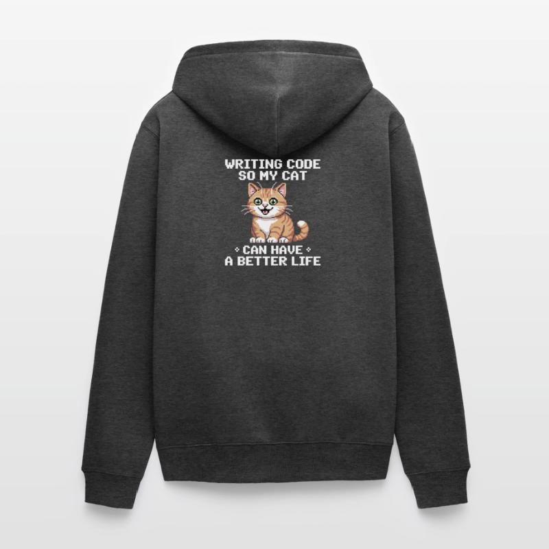 Programming Cat Funny Coding and Cat German Unisex Premium Organic Zip Hoodie