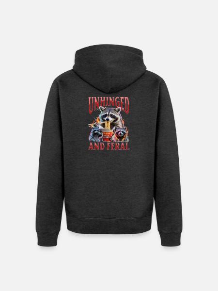 Funny Raccoon - Unisex Premium Bio Zip Hoodie - Anthrazit meliert