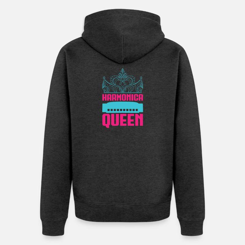 Harmonica Drôle Queen Harmonica - Veste à capuche bio Premium Unisexe - anthracite chiné