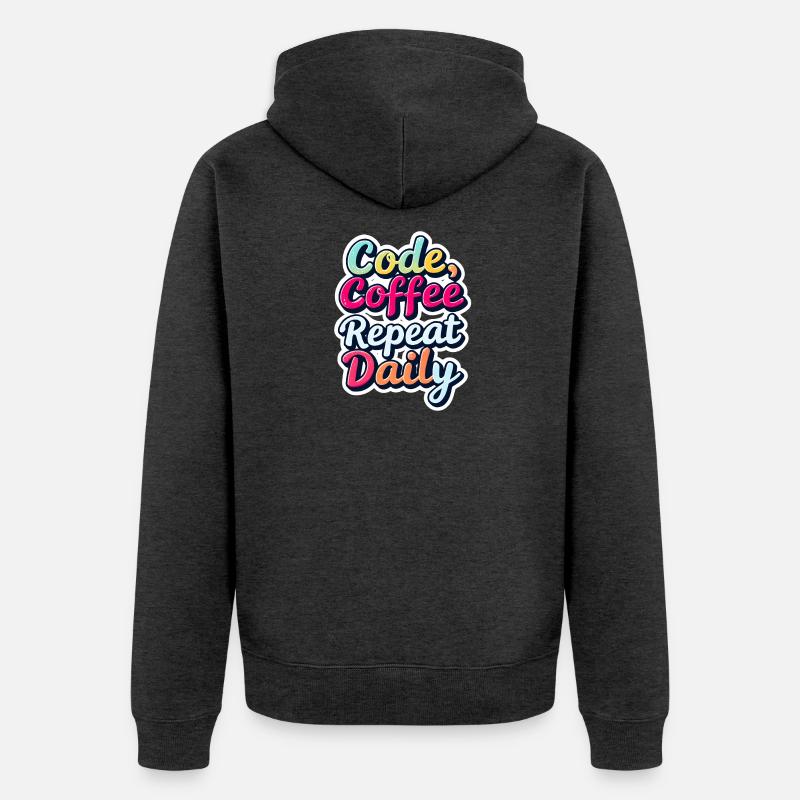 Code Schlaf Debug Wiederholungsprogramm Shirt - Unisex Premium Bio Zip Hoodie - Anthrazit meliert