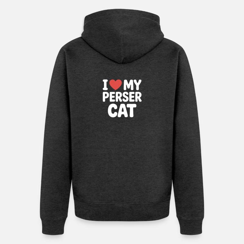 J’adore mon chat persan - Veste à capuche bio Premium Unisexe - anthracite chiné