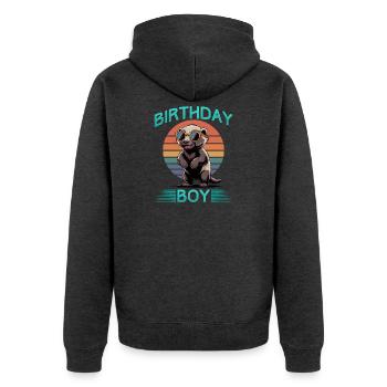 Funny Honey Badger - Unisex Premium Bio Zip Hoodie - Anthrazit meliert - Hinten - Nico (187cm)