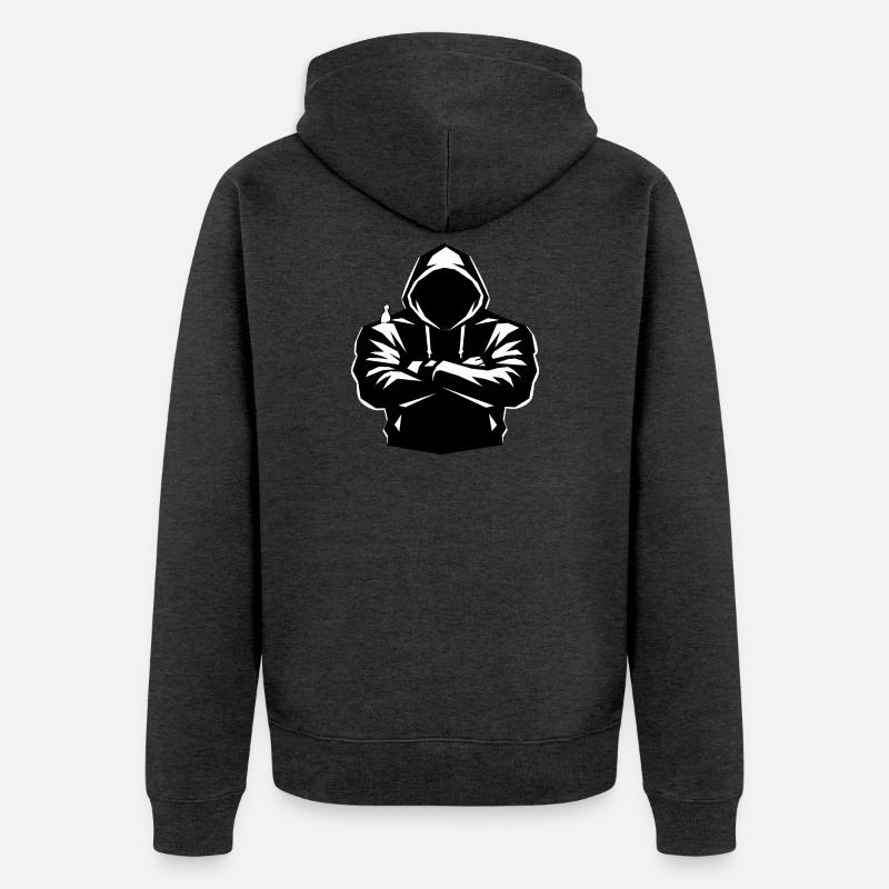 Silhouette à capuche et oiseau - Veste à capuche bio Premium Unisexe - anthracite chiné