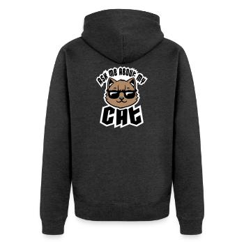 Demandez-moi pour mon chat Chat Amour des animaux Animaux - Veste à capuche bio Premium Unisexe - anthracite chiné - Dos - Nico (187cm)