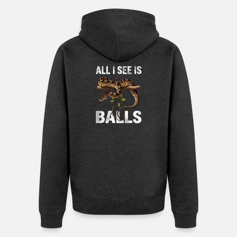 Königspython Schlangen Liebhaber Terrarium Python - Unisex Premium Bio Zip Hoodie - Anthrazit meliert