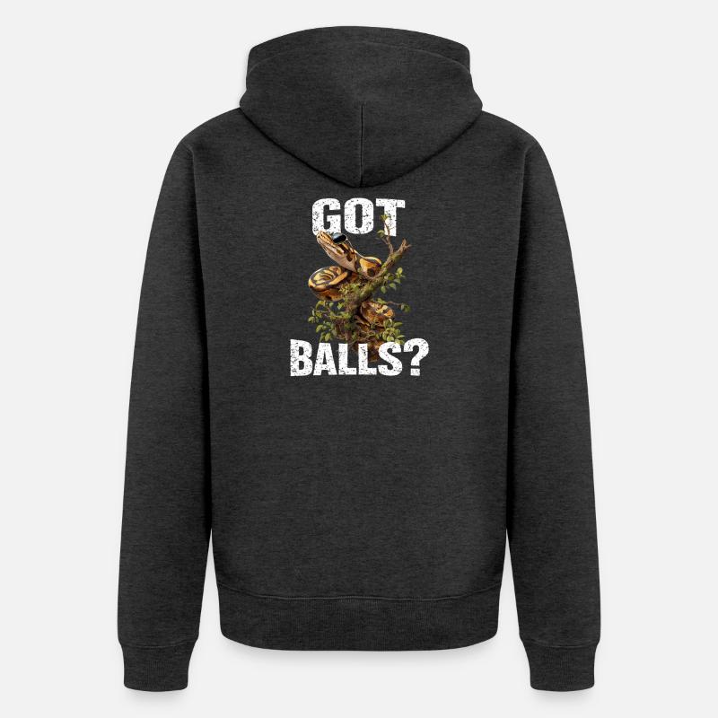 Königspython Schlangen Liebhaber Terrarium Python - Unisex Premium Bio Zip Hoodie - Anthrazit meliert