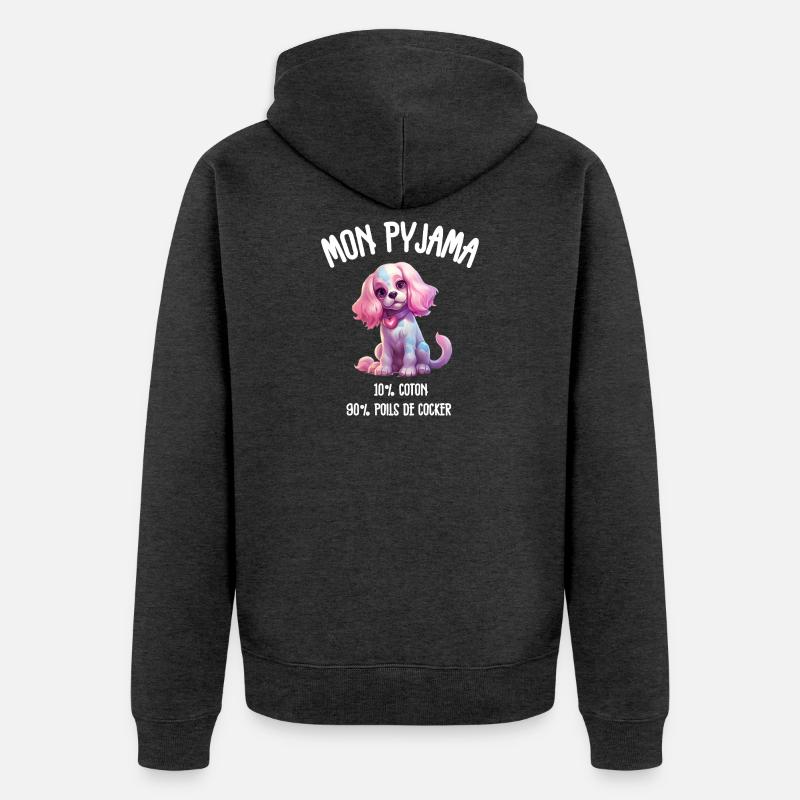 Pyjama Chien Cocker Drôle - Veste à capuche bio Premium Unisexe - anthracite chiné