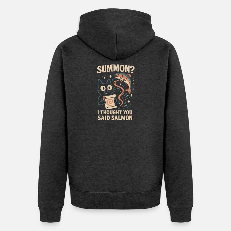 Invoquer du saumon ? | Chat Flippant Mignon - Veste à capuche bio Premium Unisexe - anthracite chiné