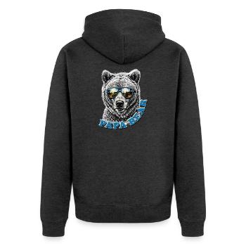 Papa Bear – Retro Vatertag Geschenkidee - Unisex Premium Bio Zip Hoodie - Anthrazit meliert - Hinten - Nico (187cm)